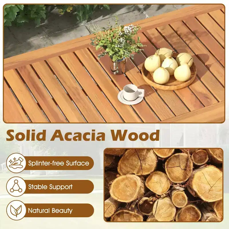 Costway 4 PCS Acacia Wood Patio Furniture Set with Soft Cushions and Coffee Table