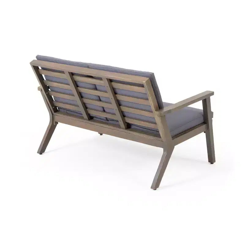 GDFStudio Deborah Outdoor Acacia Wood Loveseat and Coffee Table Set with Cushions