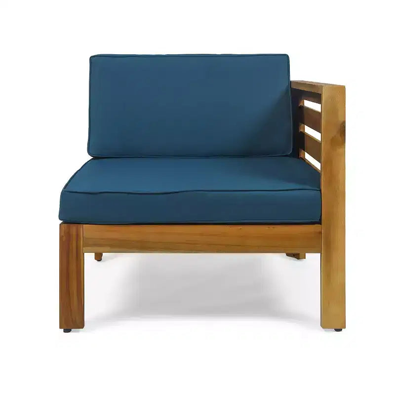 GDFStudio Cavendish Outdoor Acacia Wood 3 Seater Sofa Chat Set with Ottoman