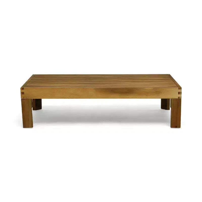 GDFStudio Cavendish Outdoor Acacia Wood 3 Seater Sofa Chat Set with Ottoman