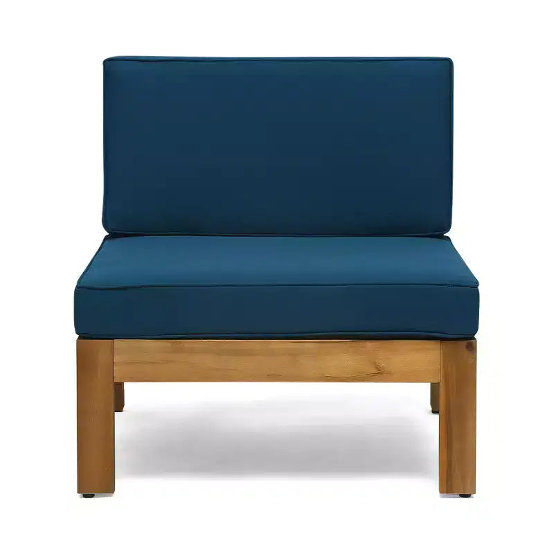 GDFStudio Cavendish Outdoor Acacia Wood 3 Seater Sofa Chat Set with Ottoman