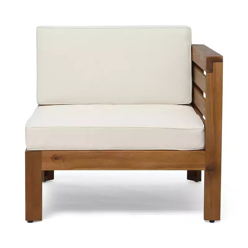 GDFStudio Cavendish Outdoor Acacia Wood 3 Seater Sofa Chat Set with Ottoman