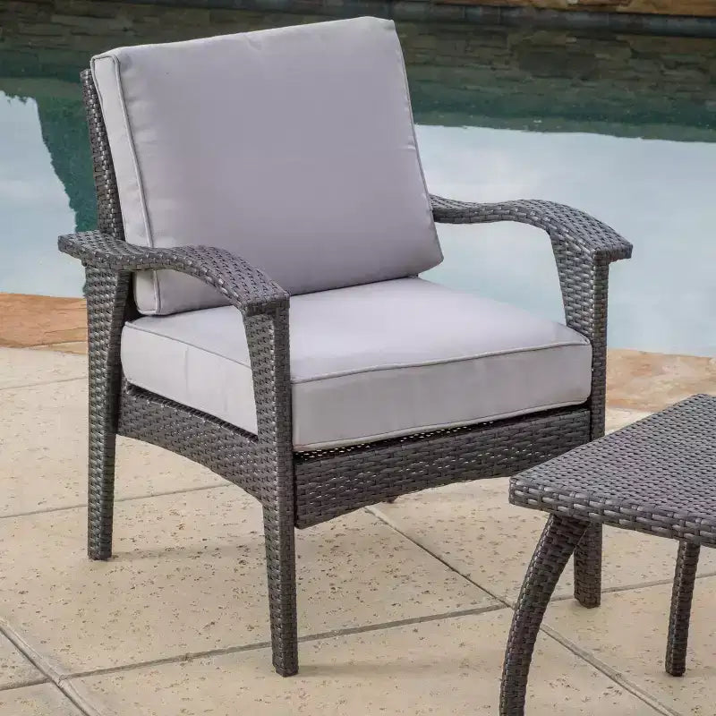 GDFStudio Hilary Outdoor Wicker 4 Seater Chat Set with Water Resistant Cushions