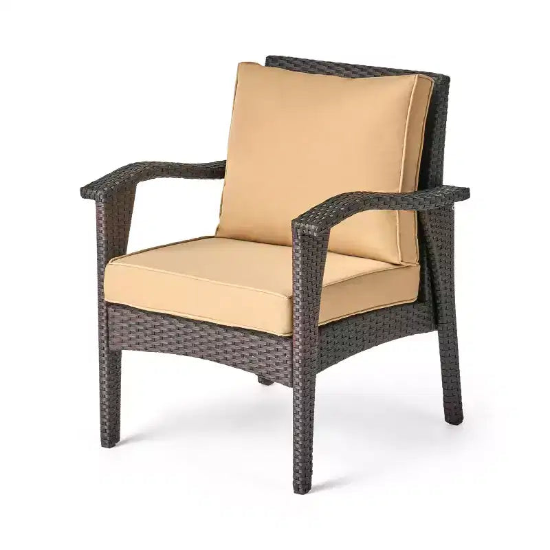 GDFStudio Hilary Outdoor Wicker 4 Seater Chat Set with Water Resistant Cushions