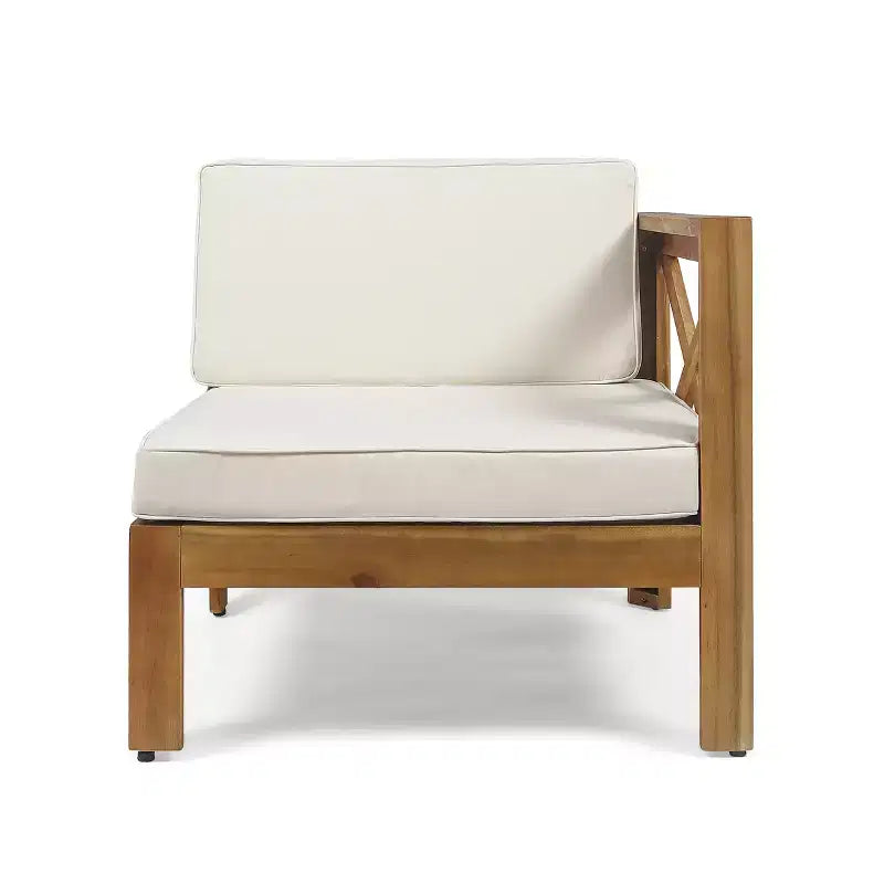 GDFStudio Allaire Acacia Wood 3 Seater Sectional Sofa Set with Ottoman