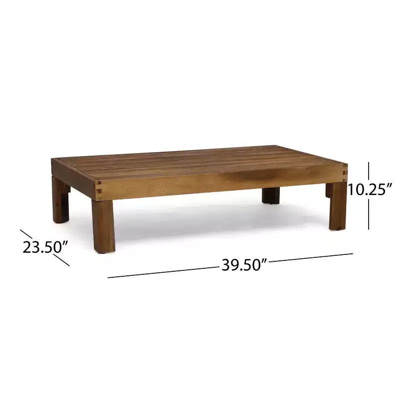 GDFStudio Allaire Acacia Wood 3 Seater Sectional Sofa Set with Ottoman