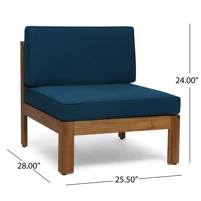 GDFStudio Allaire Acacia Wood 3 Seater Sectional Sofa Set with Ottoman