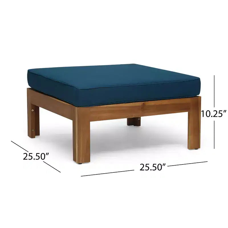 GDFStudio Allaire Acacia Wood 3 Seater Sectional Sofa Set with Ottoman