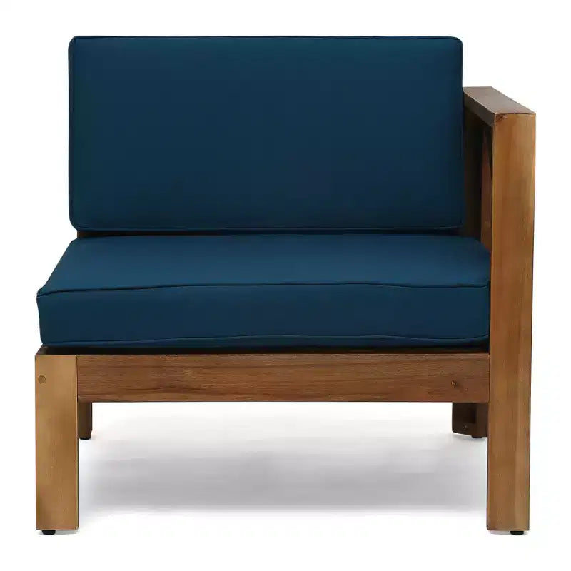 GDFStudio Allaire Acacia Wood 3 Seater Sectional Sofa Set with Ottoman