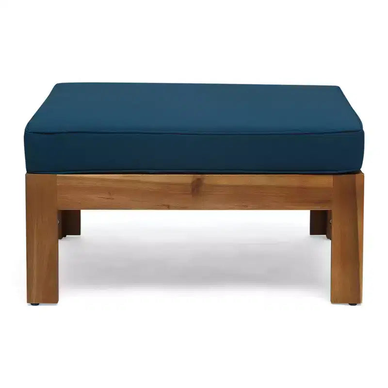 GDFStudio Allaire Acacia Wood 3 Seater Sectional Sofa Set with Ottoman