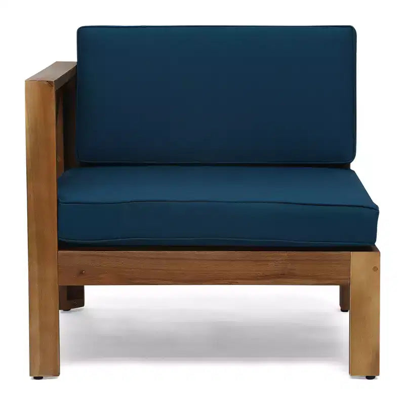 GDFStudio Allaire Acacia Wood 3 Seater Sectional Sofa Set with Ottoman