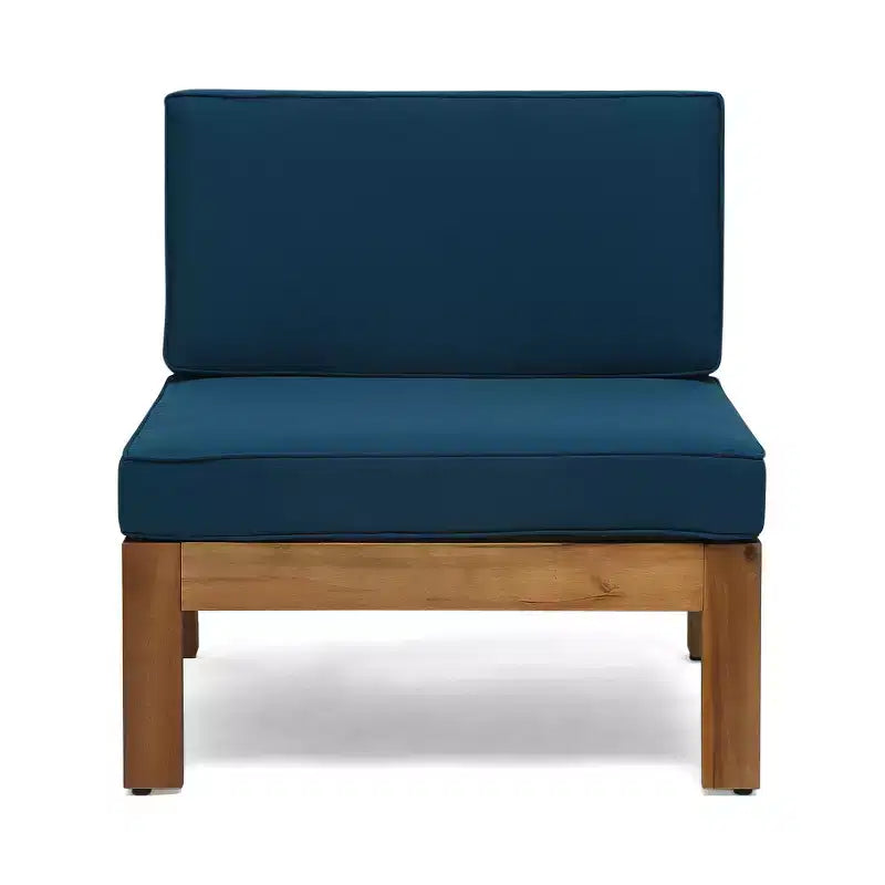 GDFStudio Allaire Acacia Wood 3 Seater Sectional Sofa Set with Ottoman