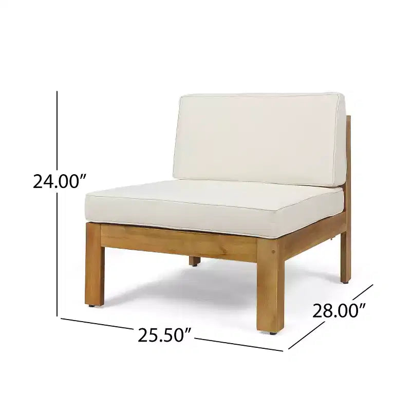 GDFStudio Allaire Acacia Wood 3 Seater Sectional Sofa Set with Ottoman