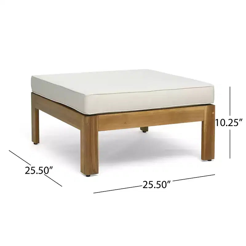 GDFStudio Allaire Acacia Wood 3 Seater Sectional Sofa Set with Ottoman