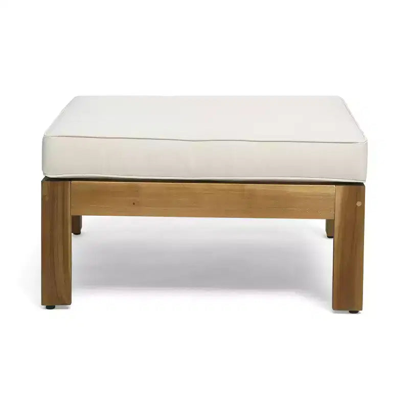 GDFStudio Allaire Acacia Wood 3 Seater Sectional Sofa Set with Ottoman