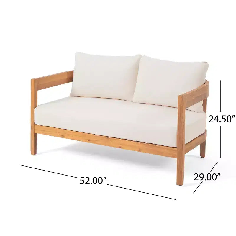 Christopher Knight Home Brooklyn Outdoor 4 Piece Acacia Wood Chat Set with Cushions