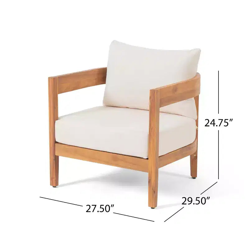 Christopher Knight Home Brooklyn Outdoor 4 Piece Acacia Wood Chat Set with Cushions
