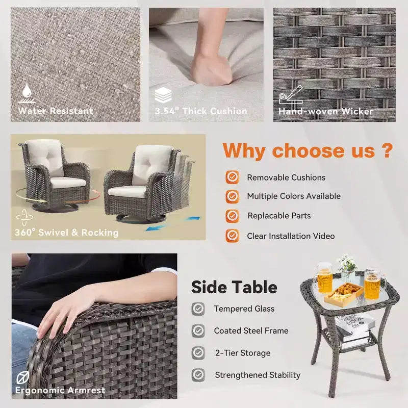 UPTIOT Wicker Outdoor Rocking Chair