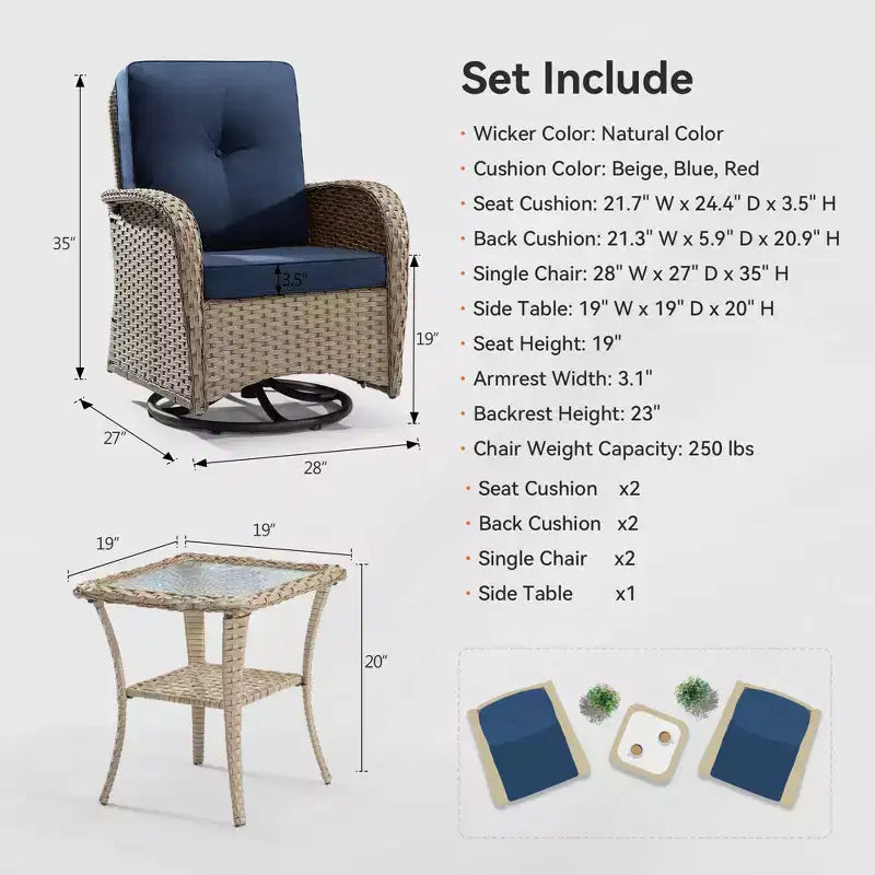 UPTIOT 2 - Person Outdoor Seating Group with Cushions