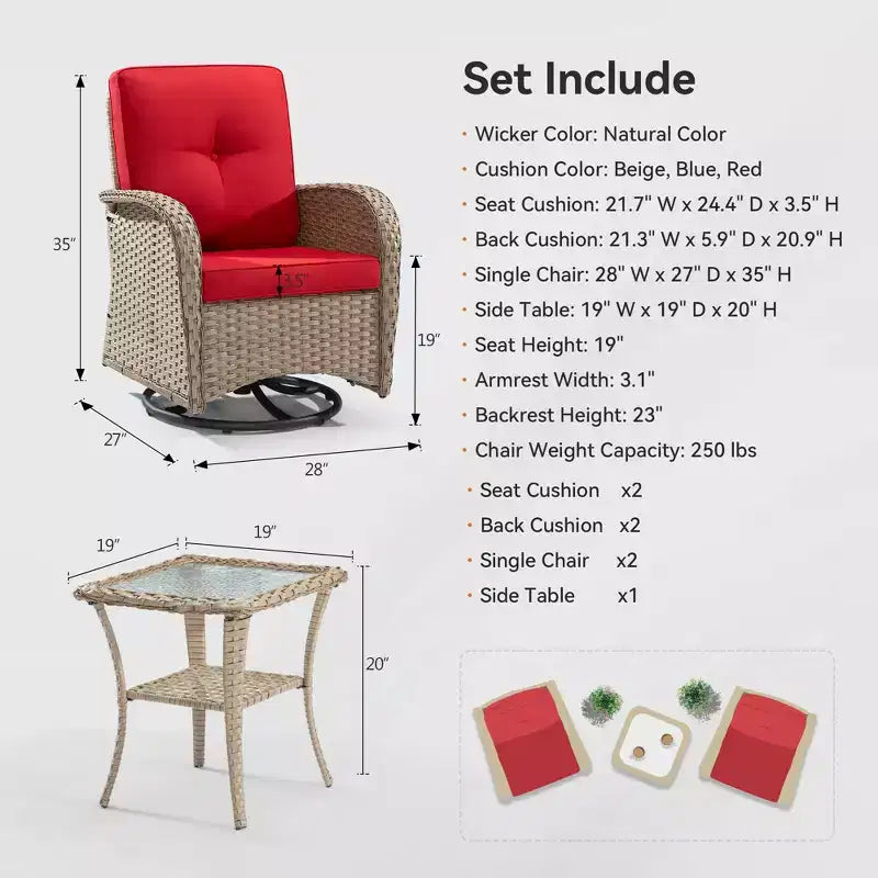 UPTIOT 2 - Person Outdoor Seating Group with Cushions