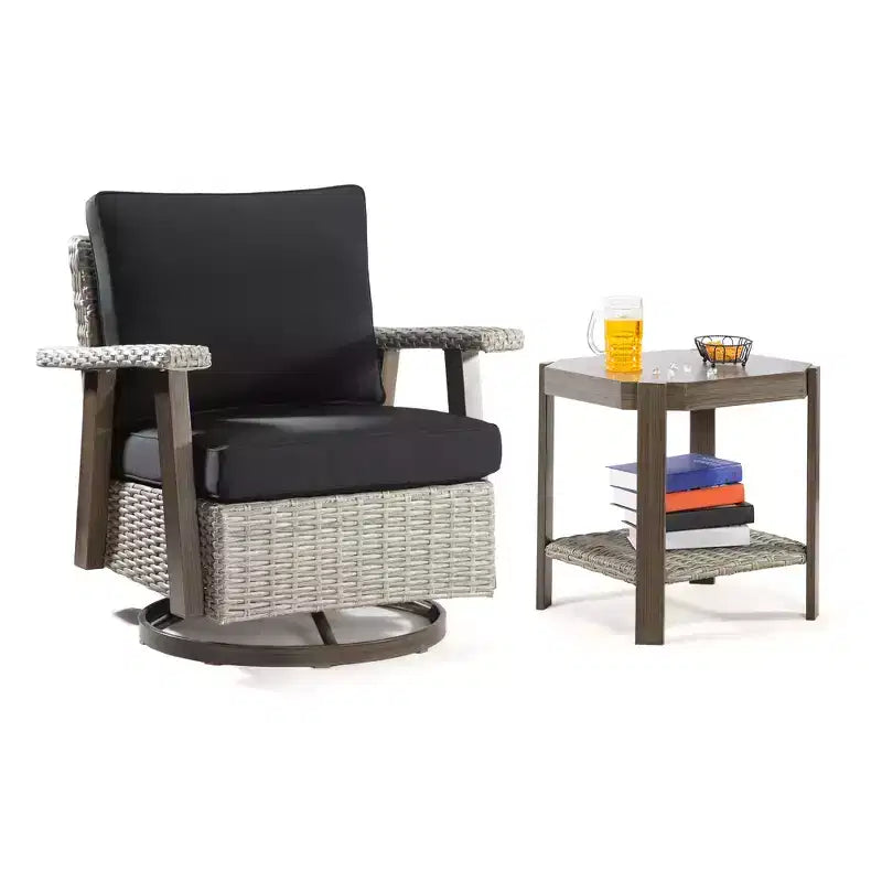UPTIOT Outdoor Rocking Polyethylene (PE) Wicker Chair with Cushions