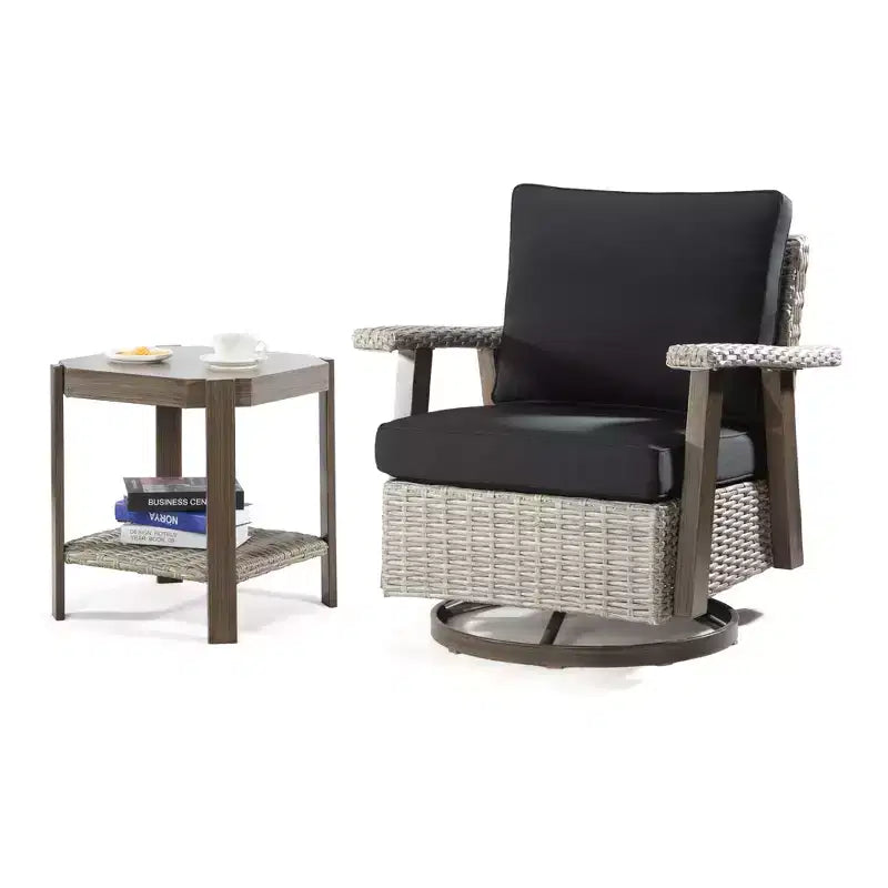 UPTIOT Outdoor Rocking Polyethylene (PE) Wicker Chair with Cushions