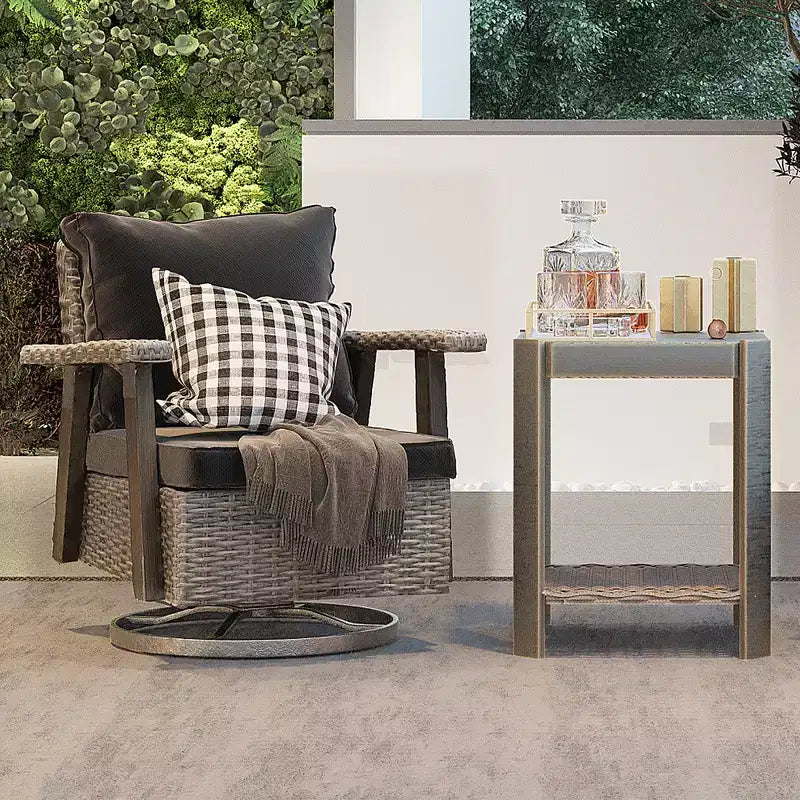 UPTIOT Outdoor Rocking Polyethylene (PE) Wicker Chair with Cushions