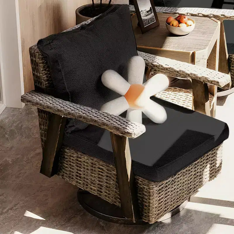 UPTIOT Outdoor Rocking Polyethylene (PE) Wicker Chair with Cushions