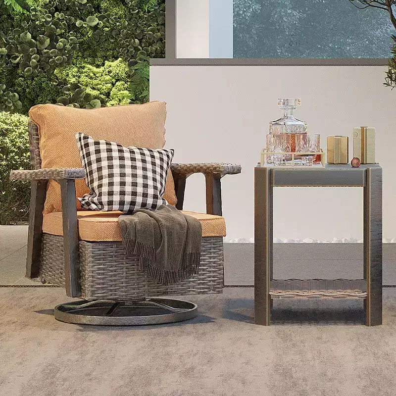 UPTIOT Outdoor Rocking Polyethylene (PE) Wicker Chair with Cushions