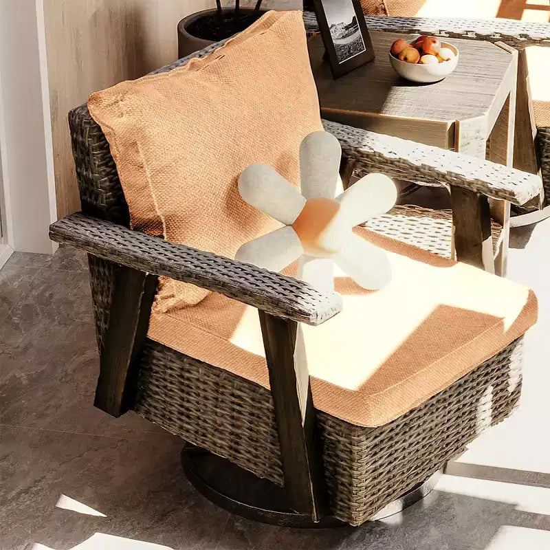 UPTIOT Outdoor Rocking Polyethylene (PE) Wicker Chair with Cushions