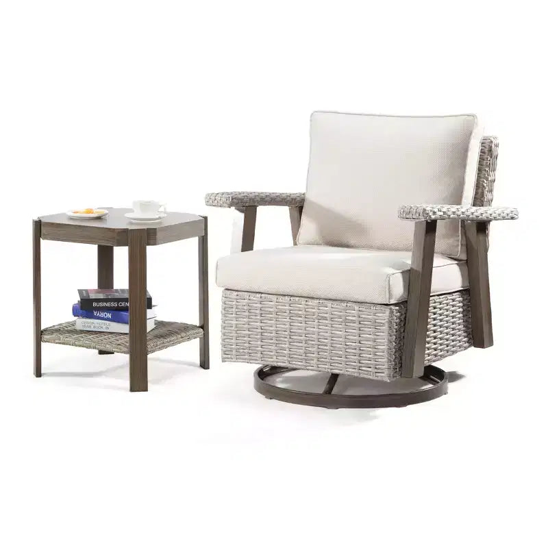 UPTIOT Outdoor Rocking Polyethylene (PE) Wicker Chair with Cushions