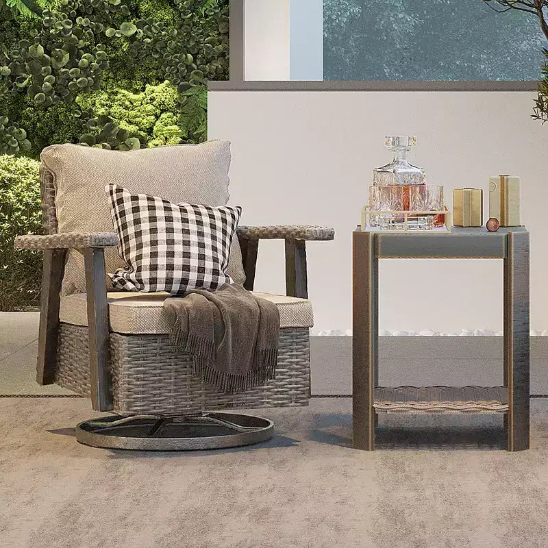 UPTIOT Outdoor Rocking Polyethylene (PE) Wicker Chair with Cushions