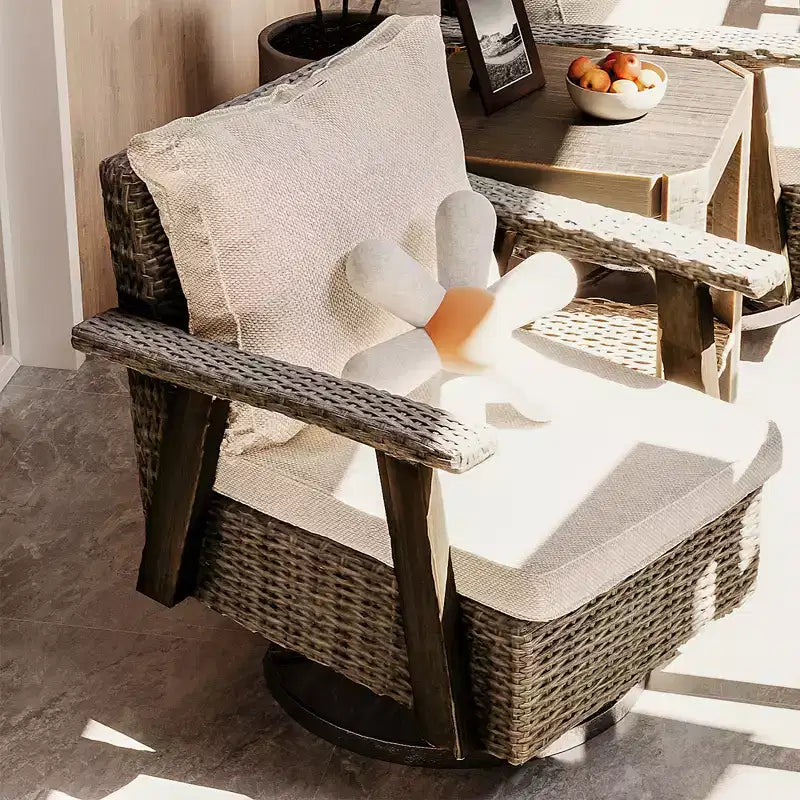 UPTIOT Outdoor Rocking Polyethylene (PE) Wicker Chair with Cushions