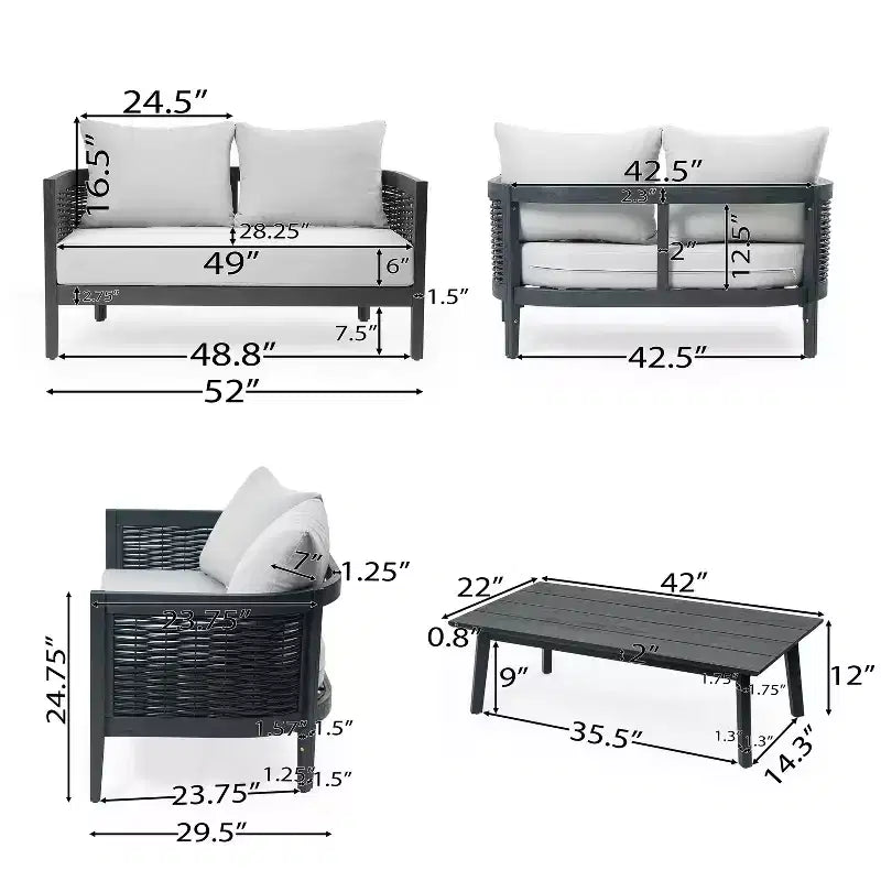 Christopher Knight Home Burchett 4 Pieces Patio Acacia Wood and Wicker Conversation Set with Cushions