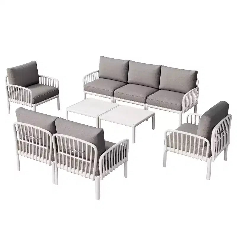 Christopher Knight Home Leah 7-teiliges Outdoor-Gesprächs-Set mit Kunststoff- und Glaspolsterung
