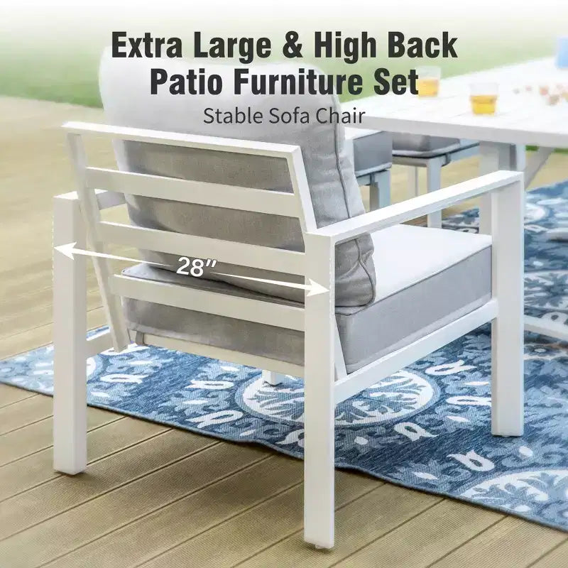 Captiva Designs 5PC Aluminum Outdoor Patio Conversation Set with Ottoman