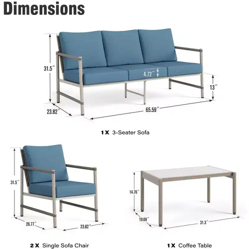 Captiva Designs 4-teiliges Outdoor-Geflecht-Terrassen-Set mit Couchtisch für Poolbereich und Garten