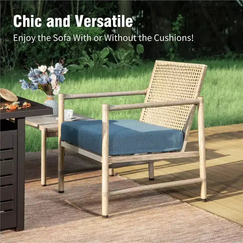 Captiva Designs 4PC Outdoor Wicker Patio Conversation Set with Coffee Table for Poolside, Backyard