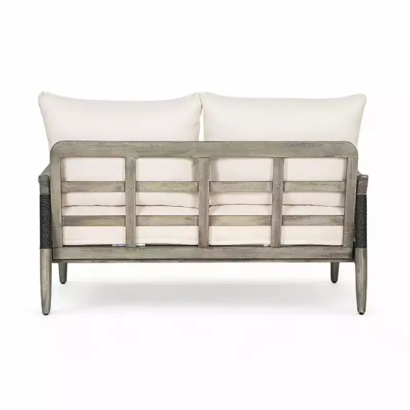Christopher Knight Home Abell 2 Piece Outdoor Woven Rope Acacia Wood Upholstered Seating Set