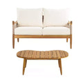 Christopher Knight Home Abell 2 Piece Outdoor Woven Rope Acacia Wood Upholstered Seating Set