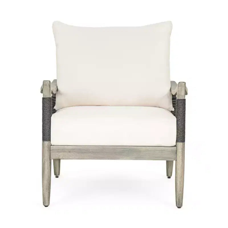 Christopher Knight Home Abell 4 Pieces Outdoor Woven Rope Acacia Wood Upholstered Seating Set