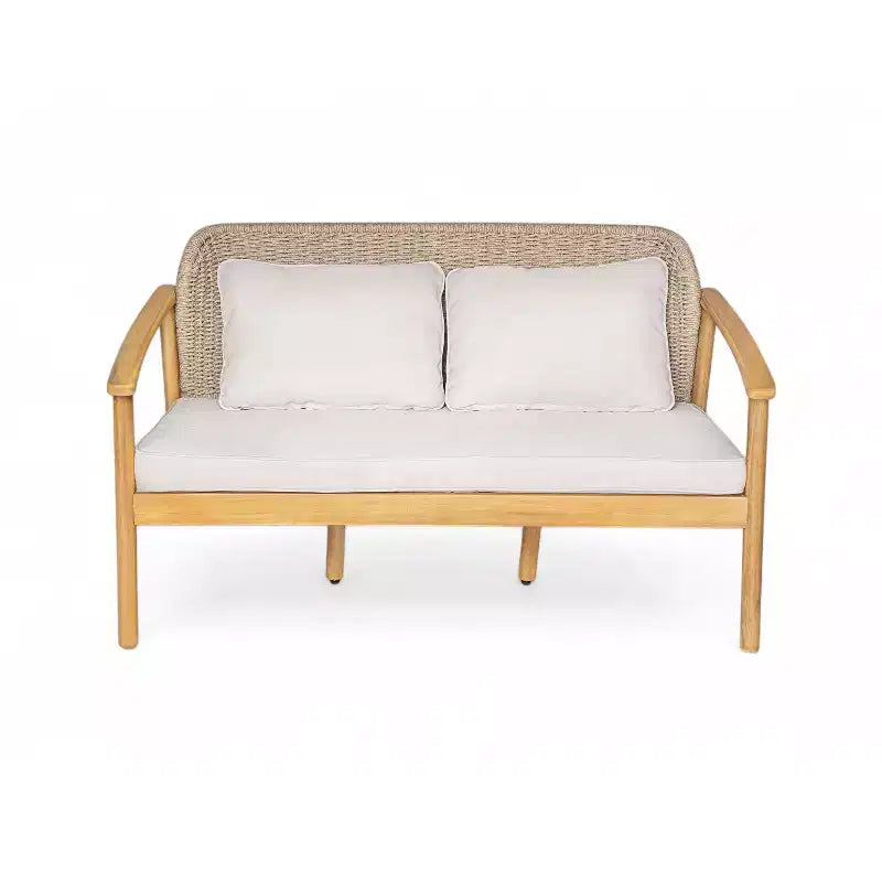 Christopher Knight Home Adrian 2 Piece Patio Woven Rope Acacia Wood Seating Set, Brown