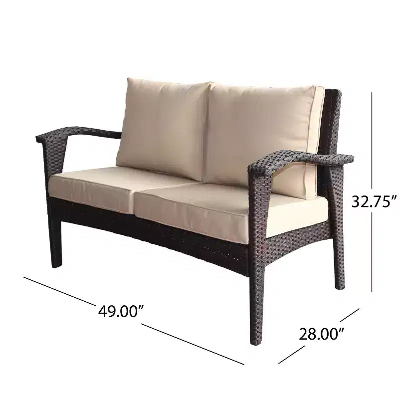 GDFStudio Hilary Outdoor Wicker 4 Seater Chat Set with Fire Pit