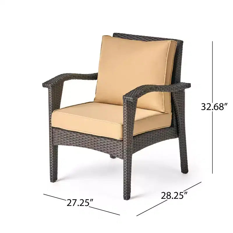 GDFStudio Hilary Outdoor Wicker 4 Seater Chat Set with Fire Pit