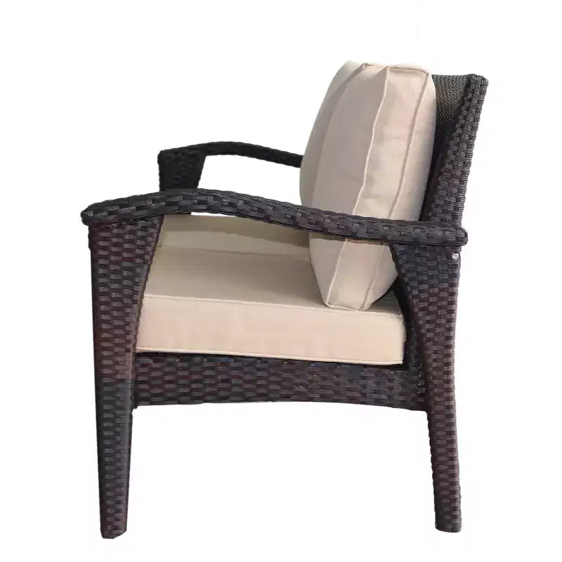 GDFStudio Hilary Outdoor Wicker 4 Seater Chat Set with Fire Pit