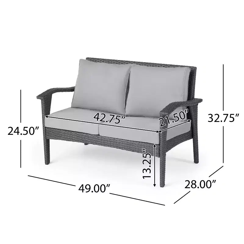 GDFStudio Hilary Outdoor Wicker 4 Seater Chat Set with Fire Pit