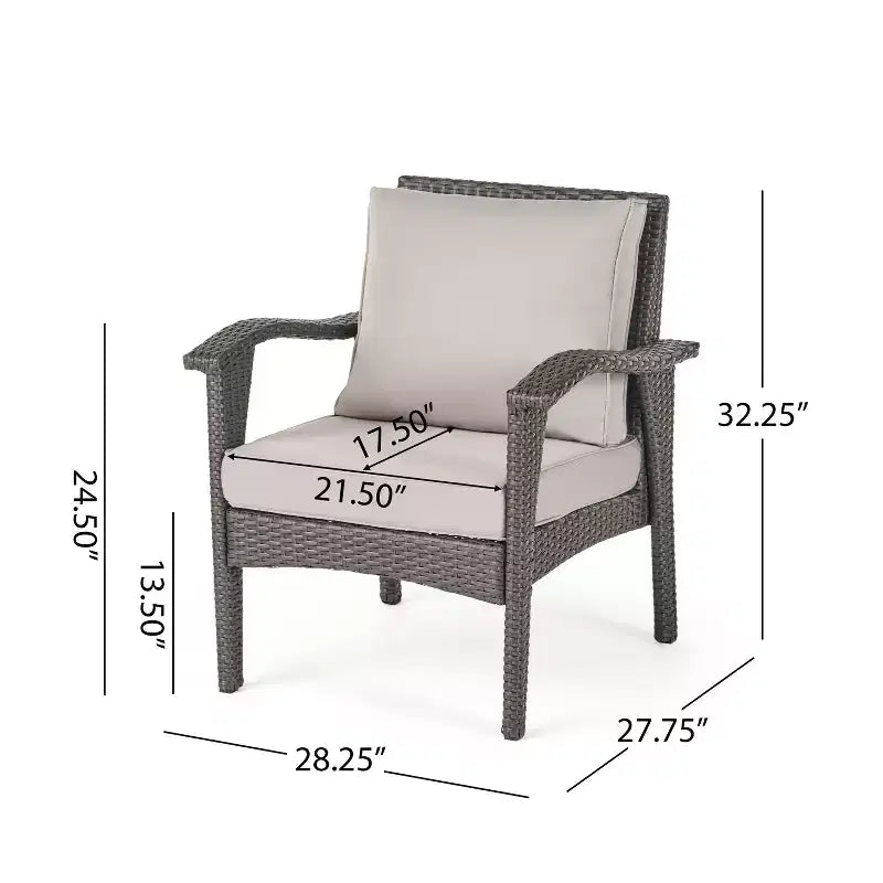 GDFStudio Hilary Outdoor Wicker 4 Seater Chat Set with Fire Pit