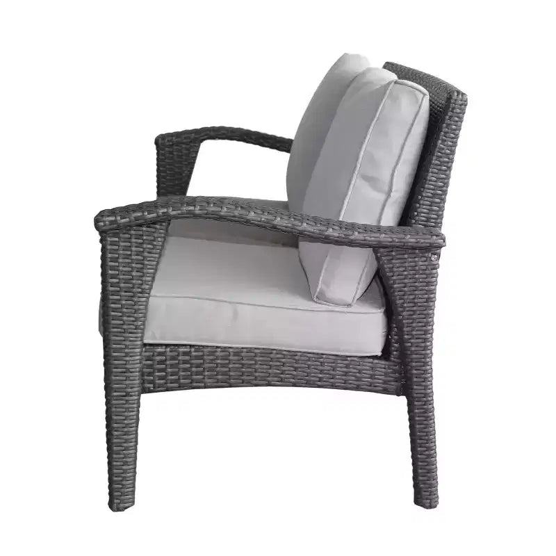 GDFStudio Hilary Outdoor Wicker 4 Seater Chat Set with Fire Pit