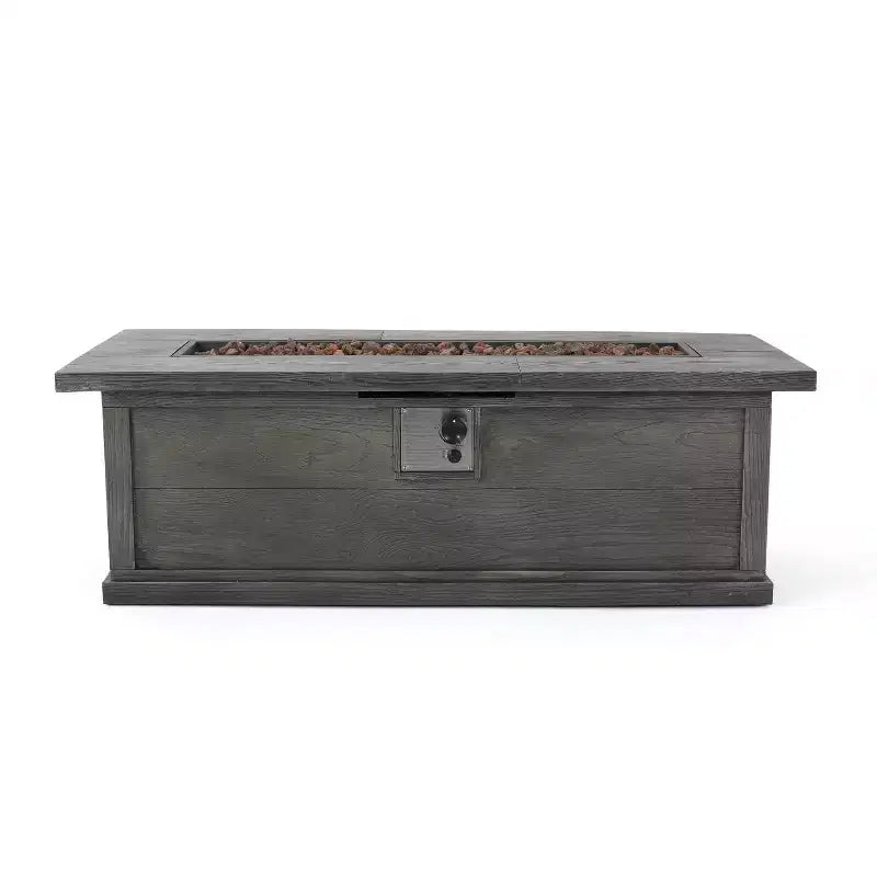 Christopher Knight Home Breakwater Outdoor Acacia Wood and Wicker 4 Seater Chat Set with 50,000BTU Fire Pit