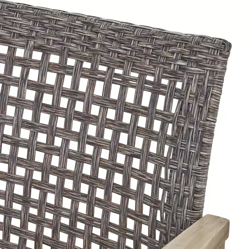 Christopher Knight Home Breakwater Outdoor Acacia Wood and Wicker 4 Seater Chat Set with 50,000BTU Fire Pit